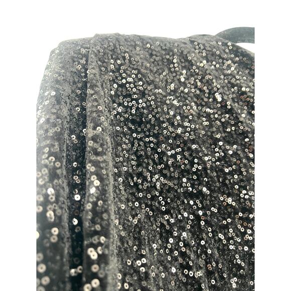 Zara M SHOULDER PADS SEQUIN Top Sparkly Mock Neck Cropped Shirt Holiday - Picture 3 of 5